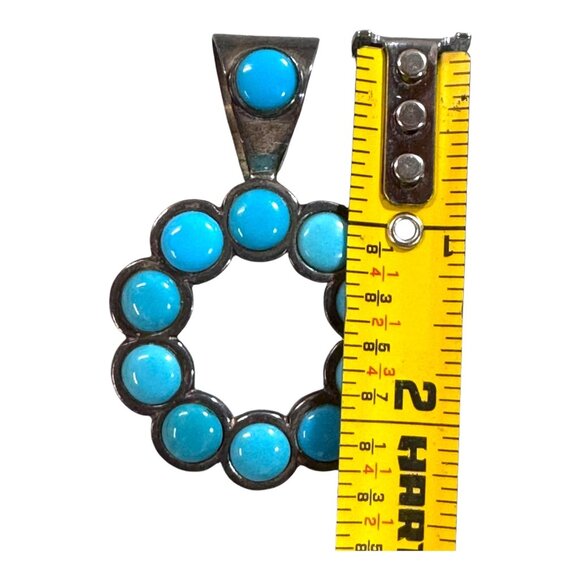 Jay King Turquoise Sterling Silver 925 Circle Pendant 16.03g Southwest Statement - Picture 4 of 5